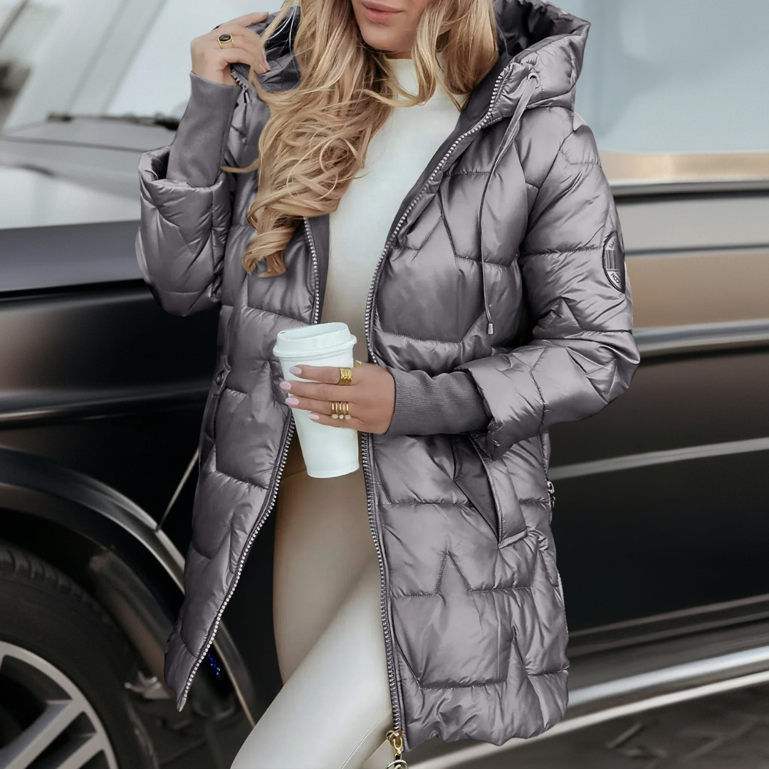 Aurora™ | Cappotto invernale elegante con cappuccio e imbottitura