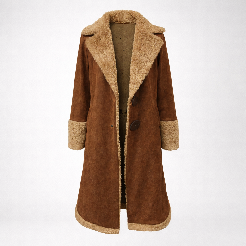 Nuvia | Cappotto Lungo Vintage con Dettagli in Pelliccia