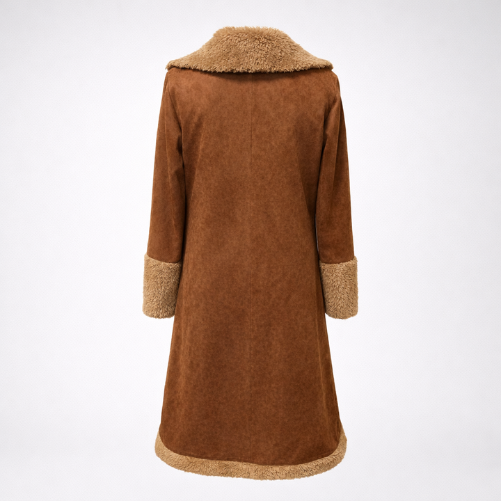 Nuvia | Cappotto Lungo Vintage con Dettagli in Pelliccia