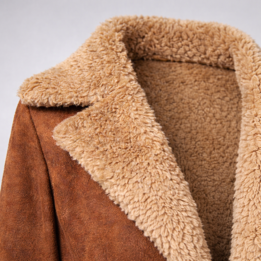 Nuvia | Cappotto Lungo Vintage con Dettagli in Pelliccia