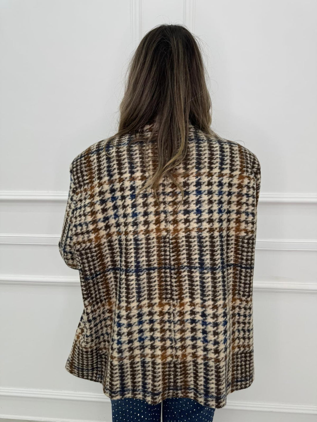 Giacca over fantasia pied de poule