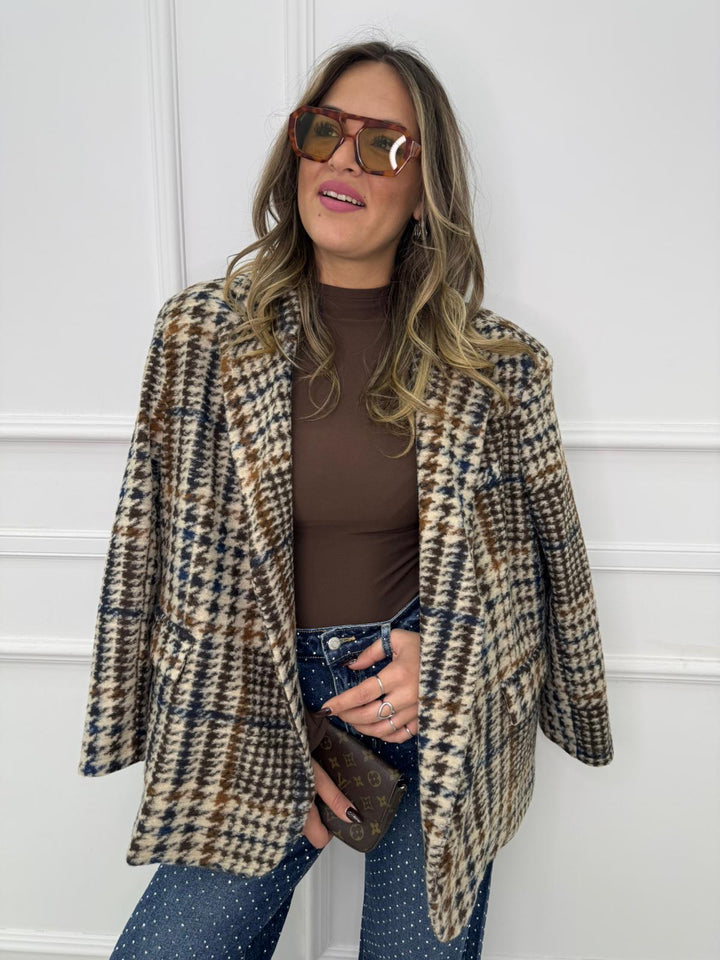 Giacca over fantasia pied de poule